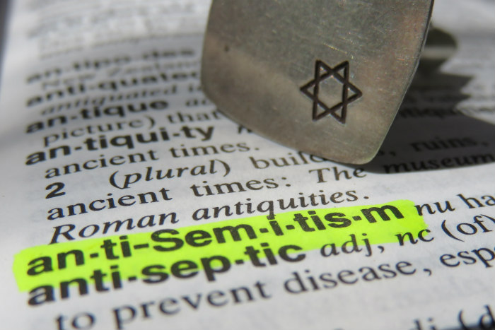 The word antisemitism highlighted in yellow on a dictionary page