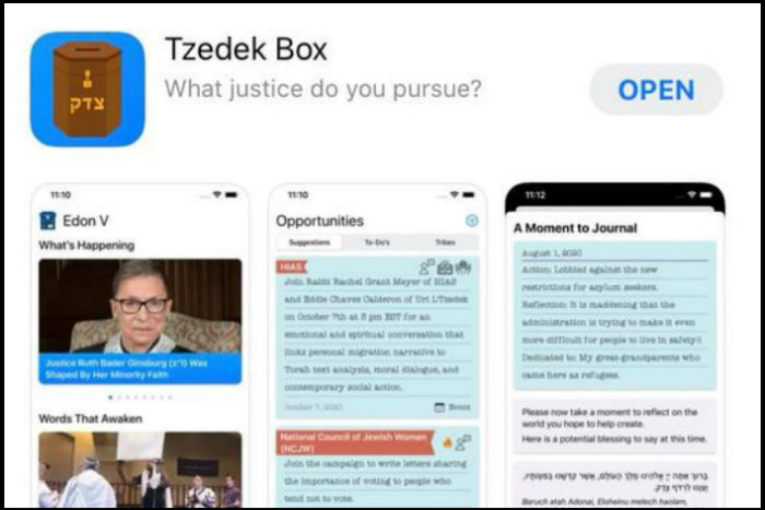 Screenshot of the Tzedek Box app page