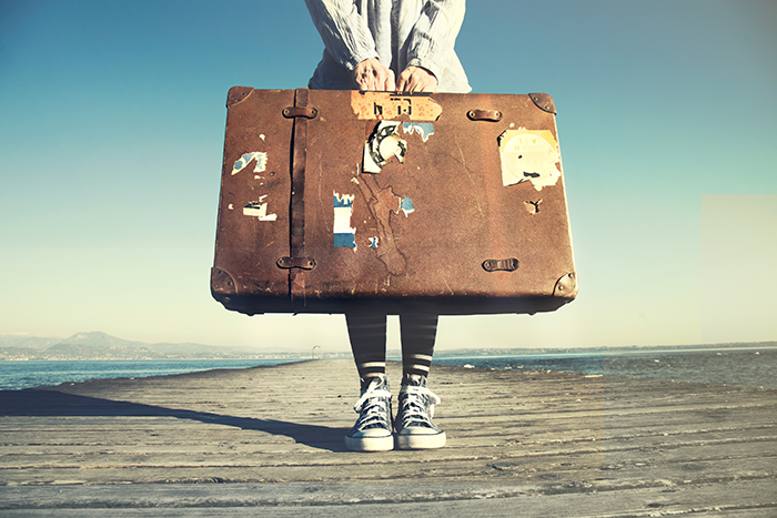 an image of a person standing and holding a suitcase