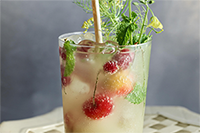 an image of a non-alcoholic Israeli beverage called Gazoz, a drink infused with fresh and fermented fruits, flowers, herbs, spices and syrups