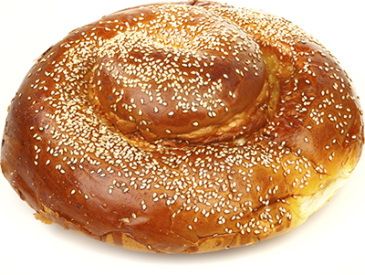 Round challah with sesame seeds on top