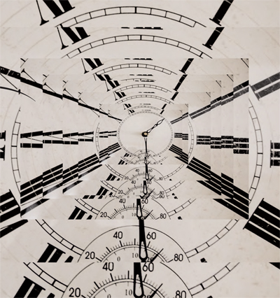 Layered Images of a Clock to Symbolize Time Passing