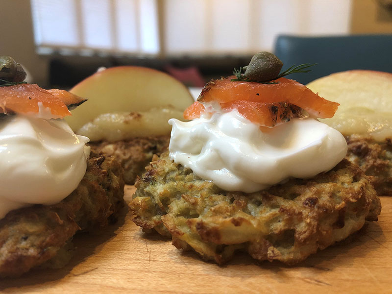 air fryer latkes with toppings