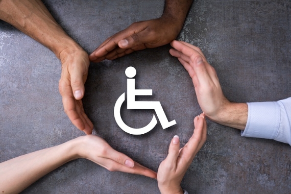 handicap symbol with diverse hands forming a circle
