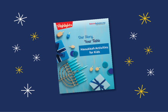 Free Hanukkah Activity Book cover title "Our Story, Your Table, Hanukkah Activities for Kids"