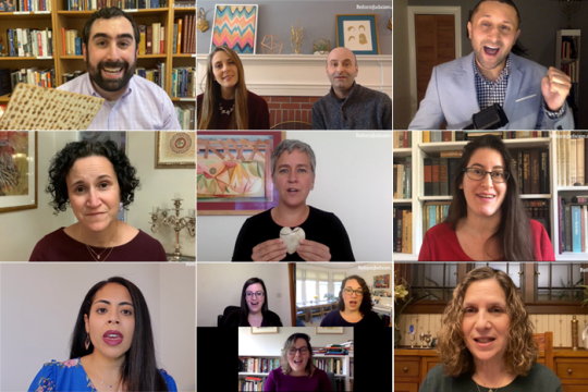 Nine images of Jewish leaders expounding on the parts of the Passover seder