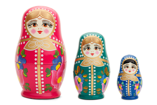3 russian dolls, all different sizes