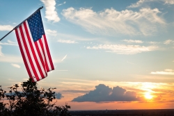 RJ-feature- american flag at sunset