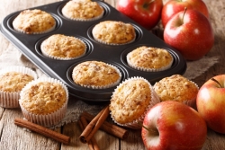 Apple cinnamon muffins in a muffin tin