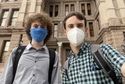 Ronen Wenderfer and Cameron Samuels on the steps of the Texas Capitol building