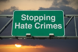 Stopping Hate Crimes sign