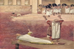 Water Is Changed into Blood, watercolor by James Tissot