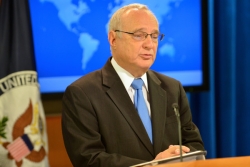 Ambassador Saperstein speaking at State Department about 2015 report