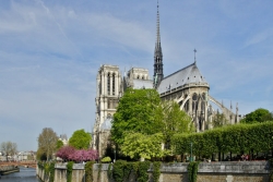 Side view of Notre Dame Cathedral as it stood before the April 2019 fire