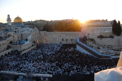 Large crowds of worshipers gathered at the Western Wall