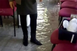 Flooded sanctuary caused by vandals in Israeli congregation