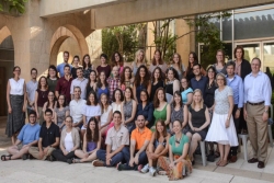 Group photo of students and faculty in the courtyard of HUC-JIR in Jerusalem