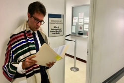 The author, Rabbi Josh Stanton, waiting at ICE, to post bond 