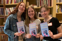 Three smiling teen participants in the Kol Koleinu feminism fellowship 
