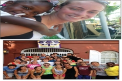 Top: I give a piggy back ride to a child from the Lower 9th Ward Village. Bottom: Our 2013 Mitzvah Corps of the South group in front of the Kipp McDonogh 15 School for the Creative Arts. 