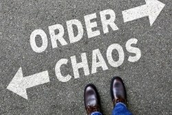 Person facing a choice: Order to the right; chaos to the left