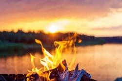 bonfire at a lake to celebrate lag baomer in israel