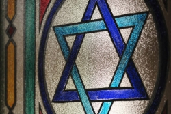 Star of David in stained glass window