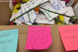 Flowers and notes of support delivered from Muslim NYU students to Jewish NYU students