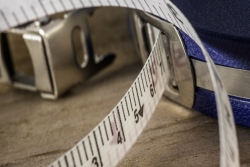 Close-up of tape measure partially extended from its case